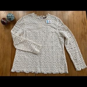Jewel neck lace top